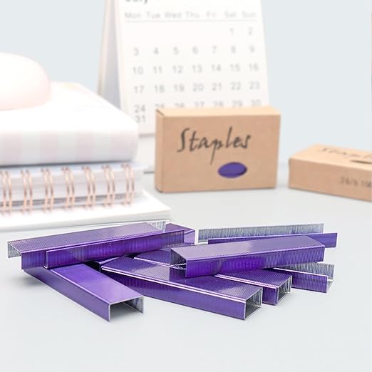 NatSumeBasics 6000 Purple Staples 26/6 Standard Colored Staple for Refill Desk Manual Stapler School Office Supplies Accessories (Purple)