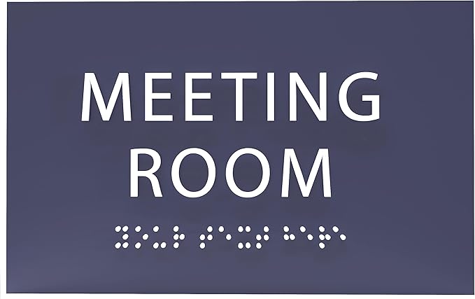 ADA CENTRAL SIGNS - 6" X4" Meeting Room Sign - ADA Compliant Tactile Graphics Grade 2 Braille Text Acrylic Wall Sign | Privacy, Interview, Room Name Sign for Schools, Hospitals, Offices, & Apartments