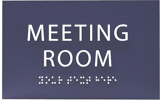 ADA CENTRAL SIGNS - 6" X4" Meeting Room Sign - ADA Compliant Tactile Graphics Grade 2 Braille Text Acrylic Wall Sign | Privacy, Interview, Room Name Sign for Schools, Hospitals, Offices, & Apartments
