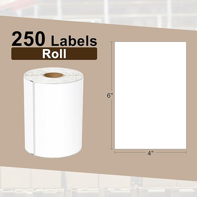 L LIKED 7,500 PCS 4"x 6" Direct Thermal Labels White Perforated Shipping Label, Compatible with Zebra, Rollo, Jadens, Nelko, 250 Labels per Roll, 30 Rolls