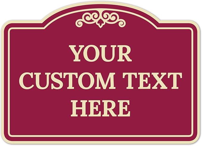 Custom Decorative Sign, Personalized Metal Sign for Driveway, Home, Airbnb, Door Plaque, Burgundy Background Sign, 14x10 Inches, ACM, Fade Resistant, Made in USA by Sigo Signs