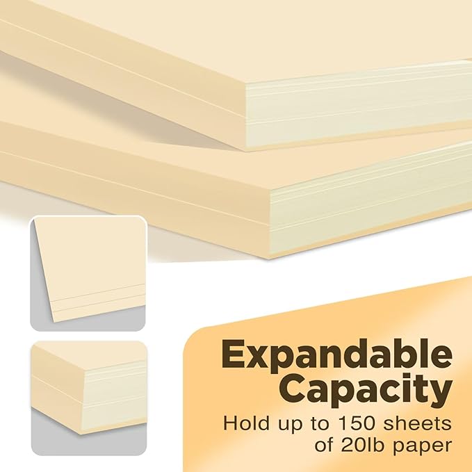 Manilla Folders 8.5 x 11 File Folders Letter Size Manila Folder with 1/3 Cut Tab 100 Pack Paper Folders for Office, School, Home, Business Filing Supplies Made in USA