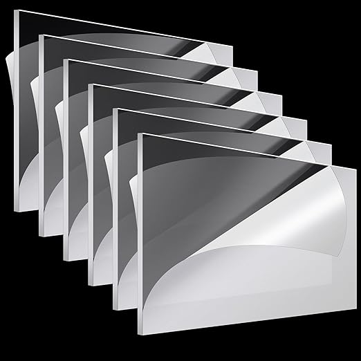 Roowest 6 Pcs 29 x 59 Inch, 1 mm Thick Clear Acrylic Sheets Plastic Panels Sheets Cut to Size Cast Acrylic Board Panel with Protective Film for Craft DIY Projects Display Sign Frame