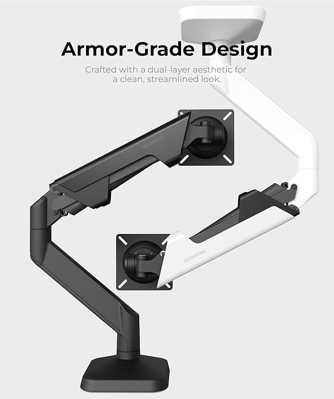 Modernsolid Heavy Duty Monitor Arm Desk Mount for 34-49 Inch Ultrawide Curved Monitors, Supports 14-38 lbs, Gas Spring Ergonomic Full Motion with Cable Management, Red Dot Design Awarded, Black