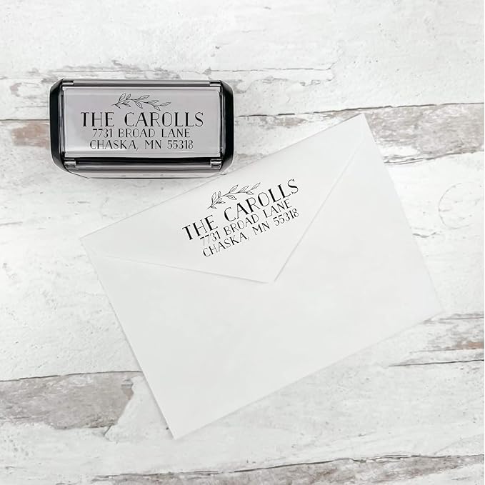 Self Inking Modern Address Stamps | Custom Return Address Stamper (Bold Branch, Large)