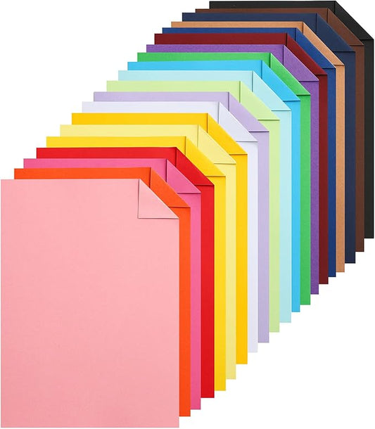 Silunkia 100 Sheets 20 Assorted Colors Cardstock Scrapbooking Paper, 92lb Heavyweight Card Stock A4 Colored Paper for Birthday Decorations, Cards Making, Greeting Cards, Wedding Invitations