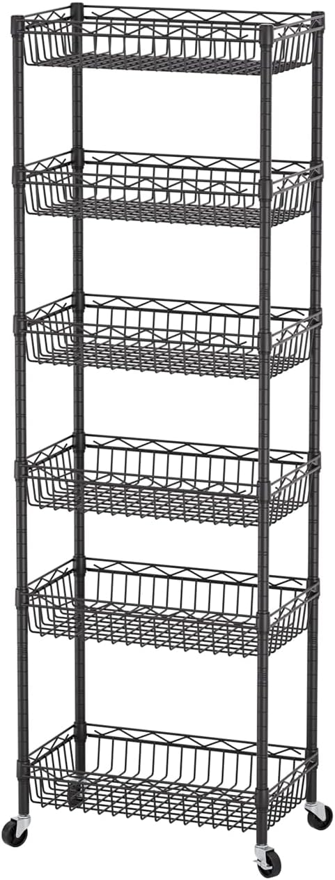 SINGAYE Shelf Closet Wire Shelving：Adjustable Metal Unit for Laundry Room Organization Bathroom Kitchen Home Storage with Wheels Pantry Rack Shelves