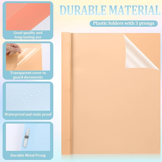 12 PCS Retro Plastic Report Covers with 3 Prongs Clear Front Presentation Folders 3 Prong Folders for Resume Portfolio Document Report Letter Proposal School Classroom Office Supplies (Vintage)