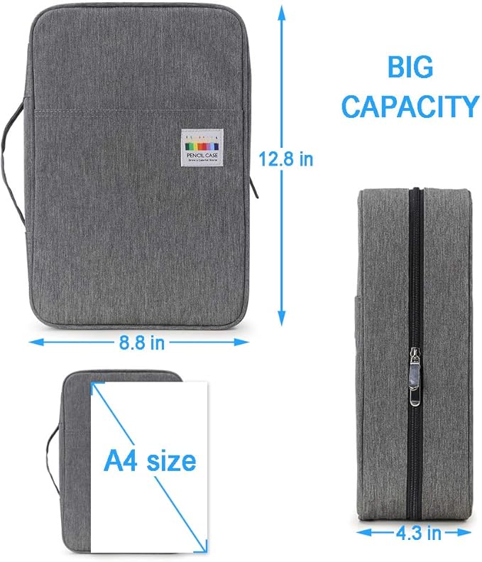 YOUSHARES Big Capacity Colored Pencil Case - 300 Slots large Pen Case Organizer with Multilayer Holder for Prismacolor Colored Pencils & Gel Pen (Grey)