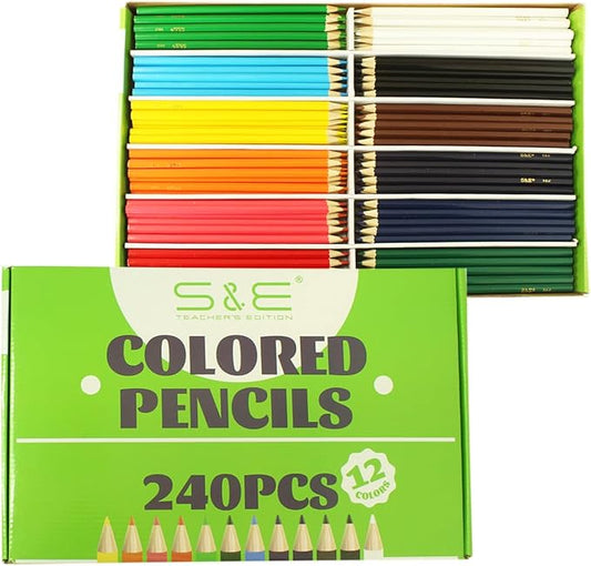 S & E TEACHER'S EDITION 240Pcs Colored Pencils, Coloring Pencils Set Drawing Pencils for Sketch, Woodcase Lead Arts, for Coloring Books Christmas Gifts