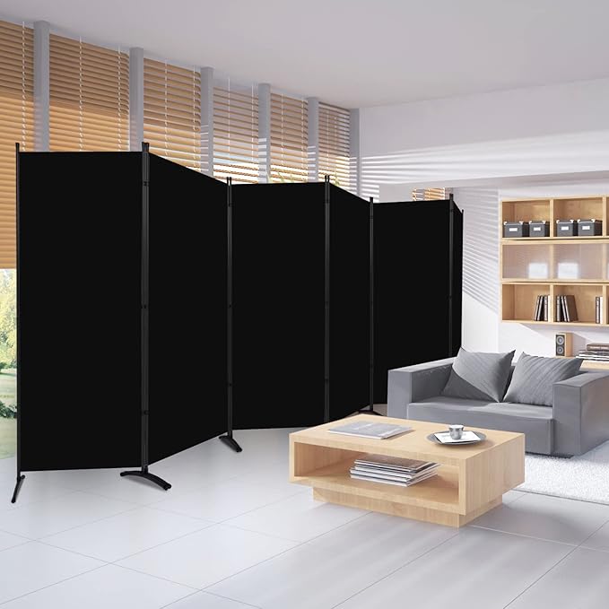 Room Divider 6FT Folding Privacy Screens, 6 Panel Partition Room Dividers w/Freestanding Design, Portable Wall Divider for Room Separtation, Fabric Screen Panel for Home Office Bedroom Dorm