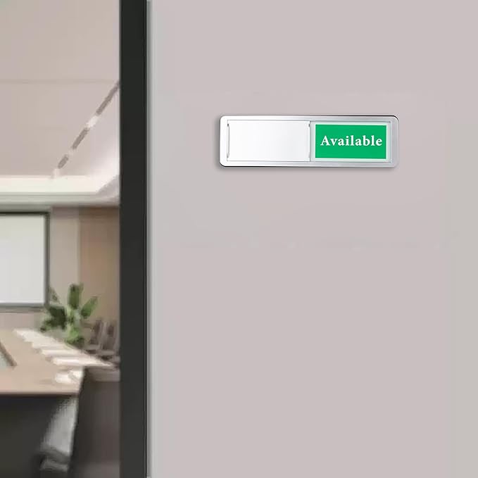 In Session or Available Door Sign, Sliding Privacy Indicator for Home Office Studio Restroom Conference Hotel Hospital, 7 x 2 Inch Room Status Display