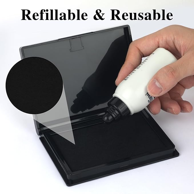 Black Stamp Pad, 4 x 2.5 Inch Premium Quality Ink Pad for Stamps, All-Purpose Felt Pad for Office and Crafting, Works with Rubber and Clear Stamps