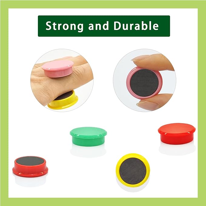 PYJLBX Fridge Magnets, 30 Pack Strong Refrigerator Magnets, Colorful Cute Mini Round Magnets for Whiteboard, 10 Colors Heavy Duty Small Magnet for Fridge Office Locker Crafts Classroom Dry Erase Board
