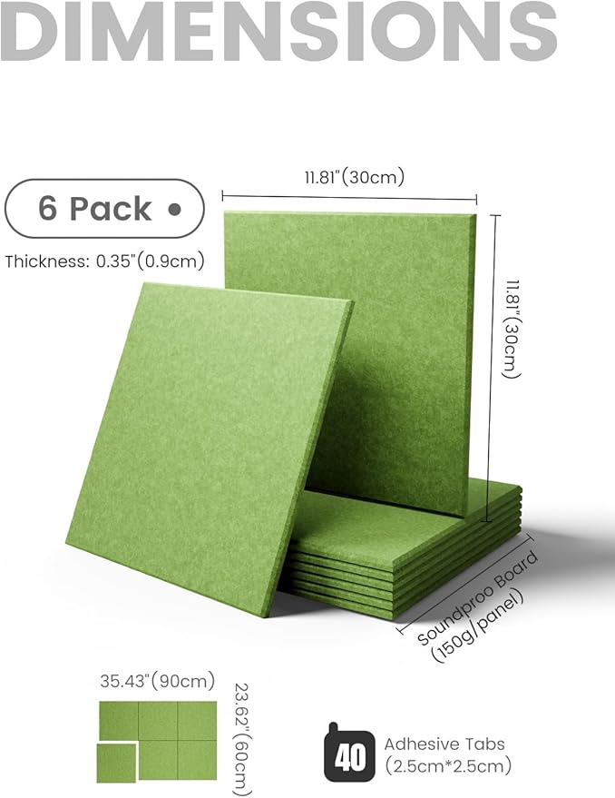 Fluxynara Large Felt Bulletin Board 36" x 24"Cork Board Alternative - 6 Pack with 40 Safe Removable Adhesive Tabs, Cork Boards for Walls Cork Board for Home Office Classroom Pin Board -Kelly Green