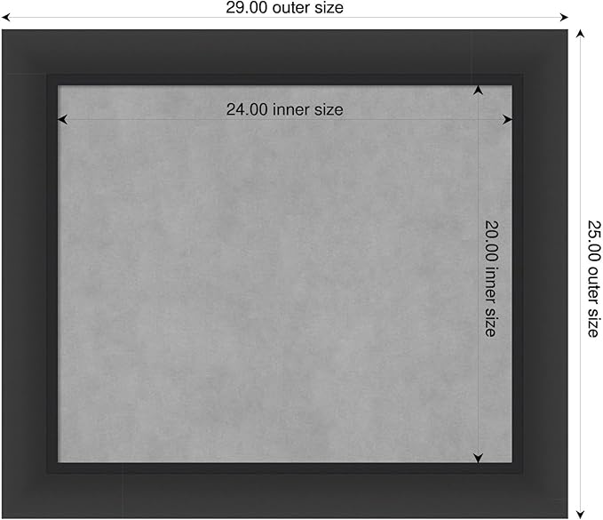 Amanti Art Black Framed Magnetic Board 25x29 Medium Vision Board for use with Magnets, 100% Metal Sheet to Display Items as Office Decor or for Home Organization in mudroom, Kitchen or Kids Room