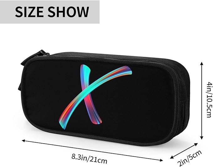 Pazacon Cute Initial Pencil Case for Kids Students, Large Capacity Pencil Pouch for Boys Girls, Letter Design Pencil Box Pen Bag Office Stationery Organizer, Rainbow Letter X