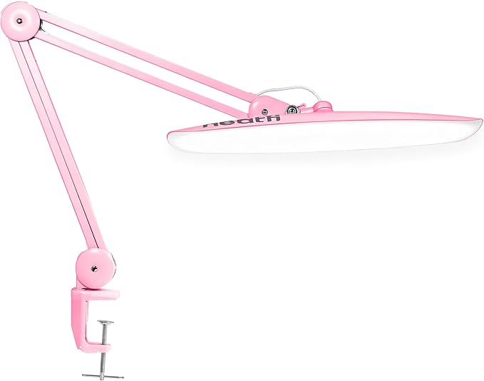 Neatfi XL 2,200 Lumens LED Desk Lamp with Clamp, 24 Watt Bright Architect Task Lamp, 20 Inches Dimmable Computer Light, Adjustable Desk Light for Home, Office, Crafts, Nails & Hobbies (Non-CCT, Pink)