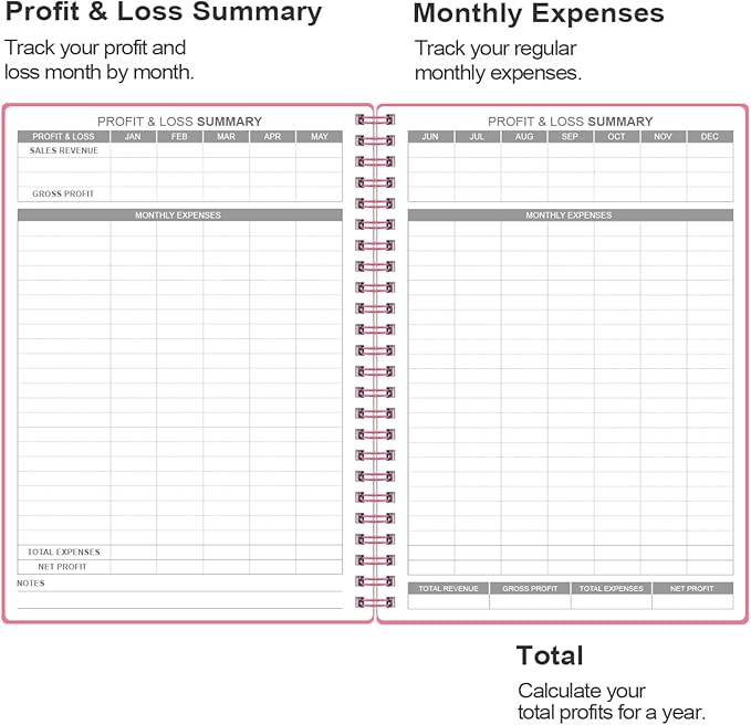Heveboik Income & Expense Log Book - A5 Income and Expense Tracker for Small Business, Accounting Bookkeeping Tracking for Woman and Man, 5.8" x 8.3", Pink