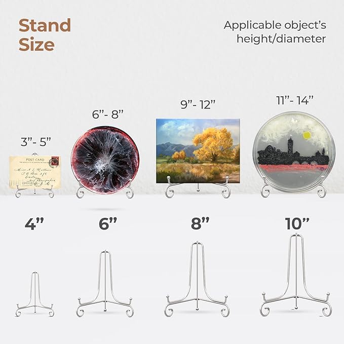TR-LIFE Plate Stands for Display - 6 Inch Holder + Metal Easel Stand for Picture Frame, Decorative Plates, Photo, Book, Collectibles (2 Pack)