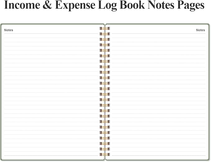 Heveboik Income & Expense Log Book - A4 Income and Expense Tracker for Small Business, Accounting Bookkeeping Tracking for Woman and Man, 8" x 10.5", Green