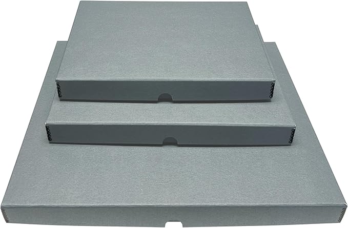 Lineco Folio Storage Box, Clamshell Design with Metal Edge. 11.5x17.5x1.75 Inches, Archival Boxboard, Preserve Photos, Cards, Magazines, Documents, Art, Ephemera, Family Records, Gray, Pack of 1