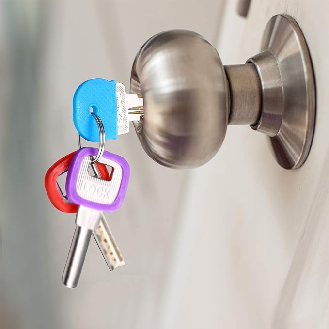 Blulu 80 Pieces 1Inch Colored Key Covers Caps Tags Covers Set Plastic Key Color Identifier Rings Toppers(Classic Color)