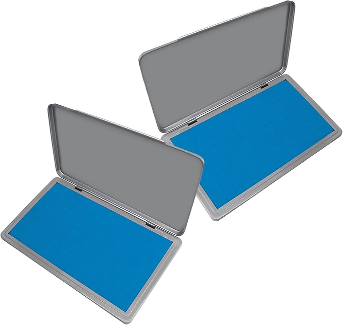 2 Pack Metal Case Stamp Pad Large Size, Sky Blue Color - Size: 3" x 6" - Choose from 15 Ink Colors