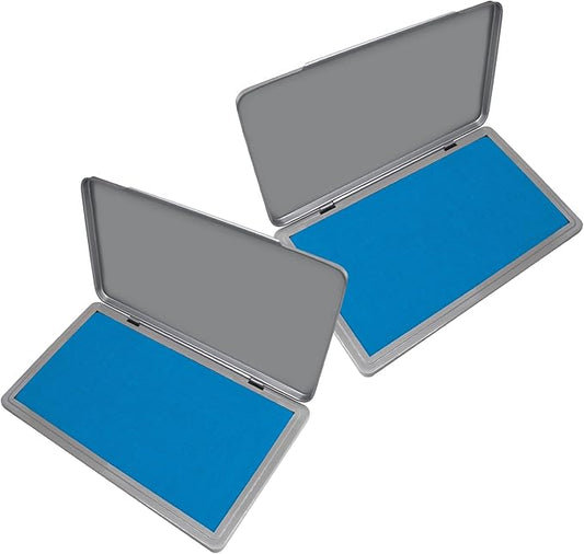 2 Pack Metal Case Stamp Pad Large Size, Sky Blue Color - Size: 3" x 6" - Choose from 15 Ink Colors