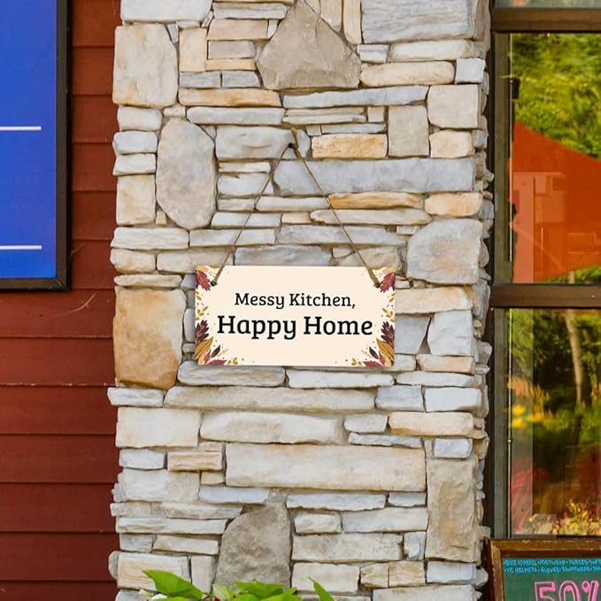 Signs ByLITA Autumn Leaves Personalized Hanging Wall or Door Sign (5 x 10") | Custom Signage for Your Home & Business