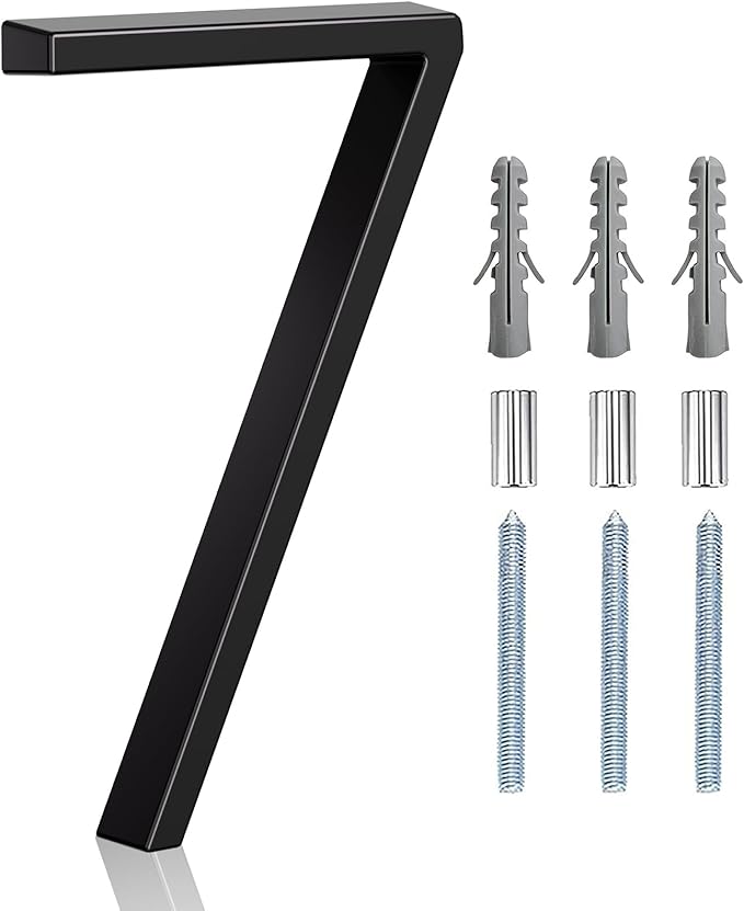 5" Floating Stainless Steel Address House Number, Modern Metal Anti-Rust House Numbers with Nail Kits for Door Garden Mailbox Decor Visibility Signage (7)