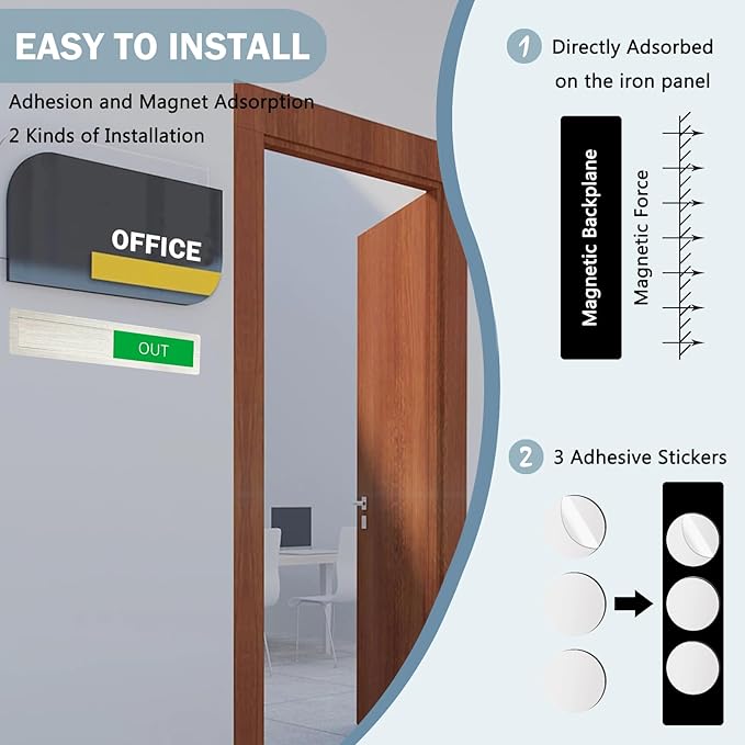 In or Out Sign,In Out Door Signs for Office Home,Slider Door Indicator Tells Whether In or Out, 7'' x 1.5'' - Stainless Steel,Silver