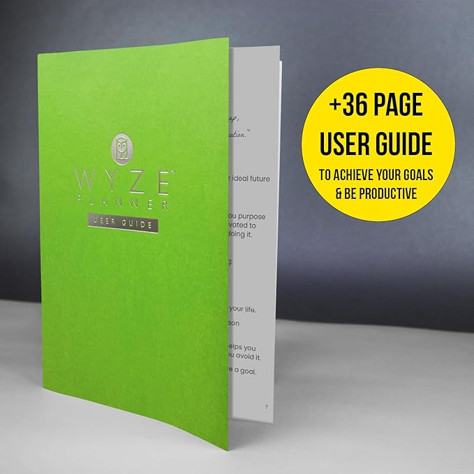Wyze Planner Undated Daily Planner – 1-Year B5 Productivity Organizer with Two-Page Weekly Spread, Goal Setting, Habit Tracker, Weekly & Monthly Pages – Hardcover Time Management Notebook (Lime Green)