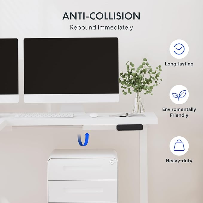 FLEXISPOT 63 x 47 Inch 3-Leg L Shaped Standing Desk, Electric Height Adjustable Sit Stand Corner Desk, Computer Workstation with Preset Controller for Home Office, White Frame with White Top