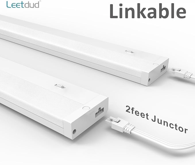 Leetdud LED Under Cabinet Lighting Hardwired or Plug in, 40 Inch 20W, Dimmable 5 Color 2700K/3000K/3500K/4000K/5000K, Linkable Eyes Care Design Counter Lights for Kitchen, Sink, ETL Listed, White