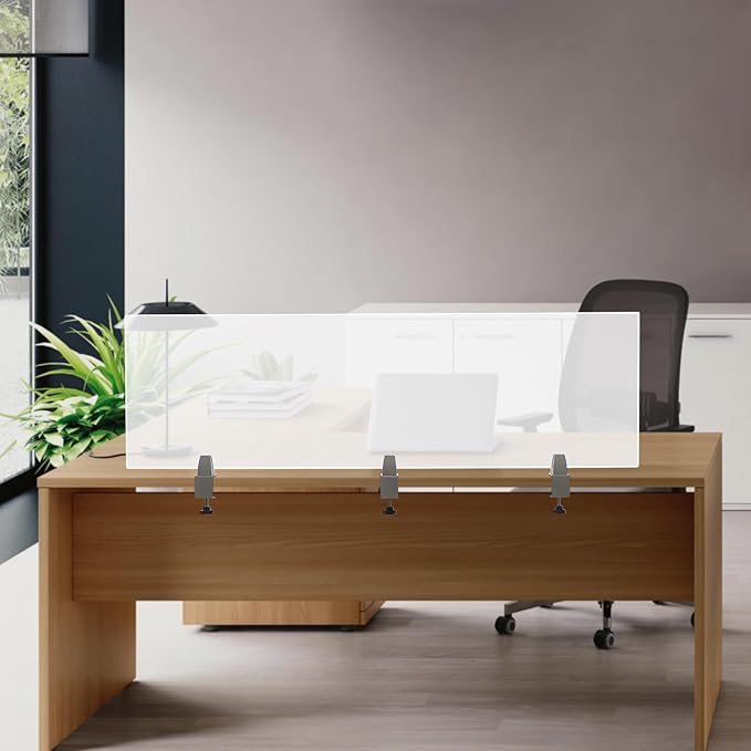 Desk Divider for Students and Desk Privacy Panel, Frosted Acrylic Plexiglass Shield with Clamps for Offices Schools Call Centers, Ideal Cubicle Light Shield - 60”L X18”W