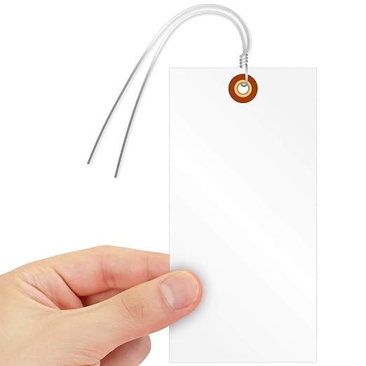 SmartSign Blank Tyvek Shipping Tags with Wire, Size #8 | 6 1/4" x 3 1/8", Pack of 100, White