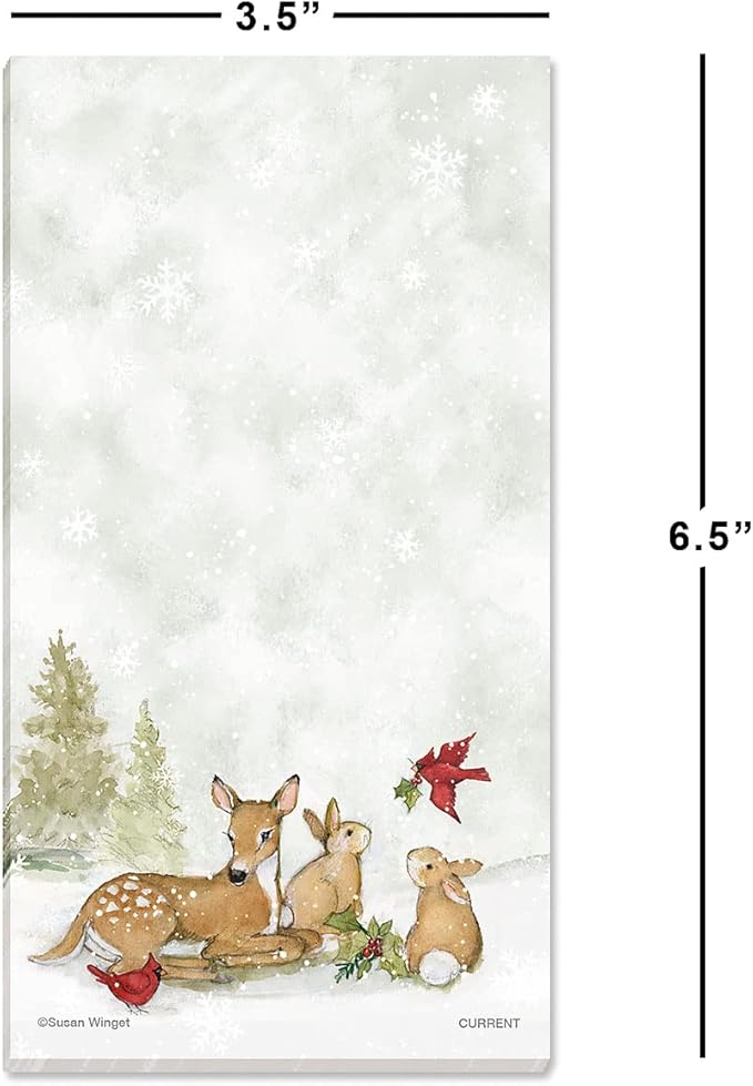 Current Peaceful Forest Holiday Magnetic Notepad Set – Set of 12 Memo Pads, 6 Designs, 30-Sheet Pads, 3½ x 6½ Inches, Christmas Shopping List, To-Do Notes