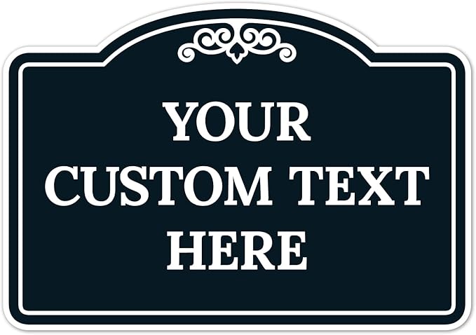 Custom Decorative Sign, Personalized Metal Sign for Business, Driveway, Home, Airbnb, Office Door Plaque, Black Background, 7x10 Inches, ACM, Fade Resistant, Made in USA