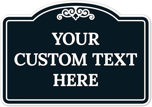 Custom Decorative Sign, Personalized Metal Sign for Business, Driveway, Home, Airbnb, Office Door Plaque, Black Background, 7x10 Inches, ACM, Fade Resistant, Made in USA