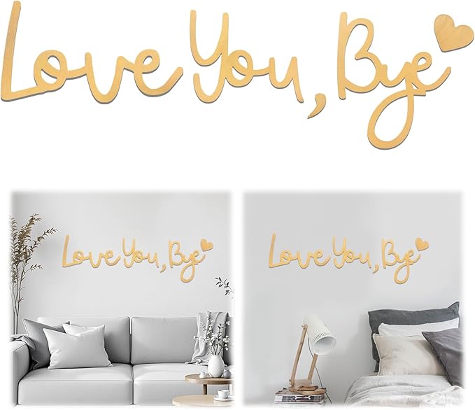 Wall Decor Large Gold Love You Bye Sign Hallway Entryway Door Wall Art Boho Decor Wood Home Decor Express Love&Warm for Your Family Lover Halloween Thanksgiving Christmas Above Door Topper Decoration