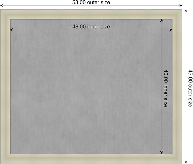 Amanti Art Silver Framed Magnetic Board 45x53 Oversize Vision Board for use with Magnets, 100% Metal Sheet to Display Items as Office Decor or for Home Organization in mudroom, Kitchen or Kids Room
