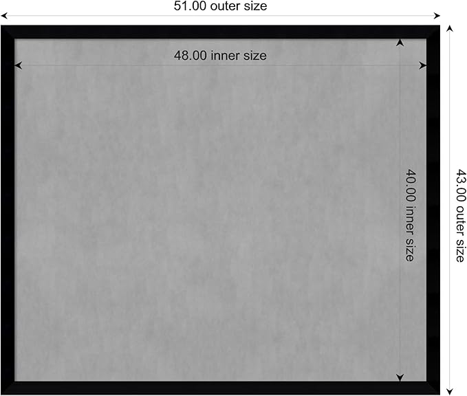 Amanti Art Black Framed Magnetic Board 43x51 Oversize Vision Board for use with Magnets, 100% Metal Sheet to Display Items as Office Decor or for Home Organization in mudroom, Kitchen or Kids Room