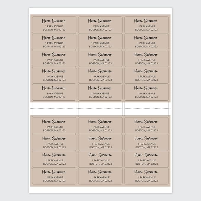 Dotty about Paper Personalized Beige Colorblock - Return Address Labels x 100
