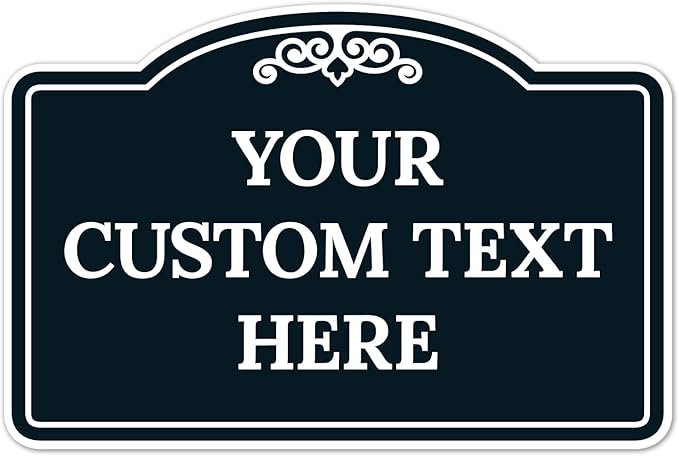 Custom Decorative Sign, Personalized Metal Sign for Business, Driveway, Home, Airbnb, Office Door Plaque, Black Background 12x18 Inches, ACM, Fade Resistant, Made in USA by Sigo Signs