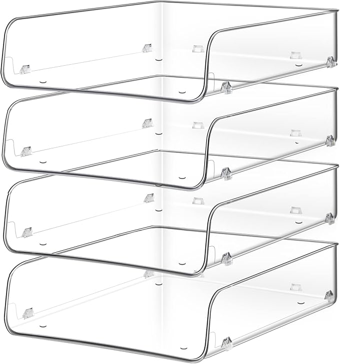Lunmore Stackable Paper Trays, 4 Tier Desk File Organizer, Document Letter Tray for Office Supplies, Magazine