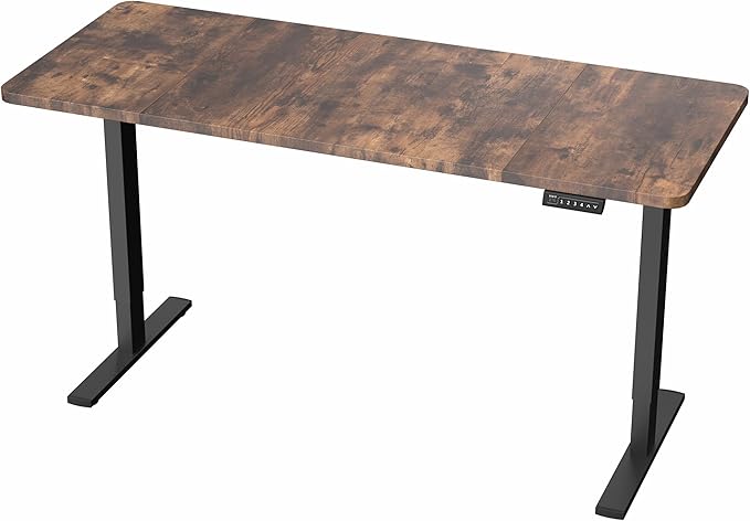 VIVO Electric 60 x 30 in Standing Desk, Memory Height Adjustment, 1B Series, Holds 220 lbs, Rustic Vintage Brown Top Black Frame, DESK-KIT-1B6N-30