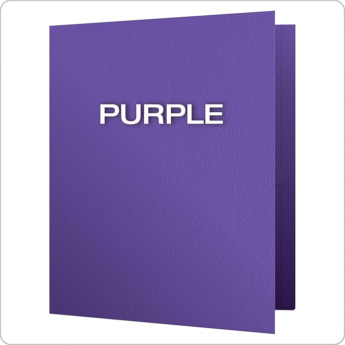 Oxford Twin-Pocket Folders, Textured Paper, Letter Size, Purple, Holds 100 Sheets, Box of 25 (57514EE), 8-1/2 x 11