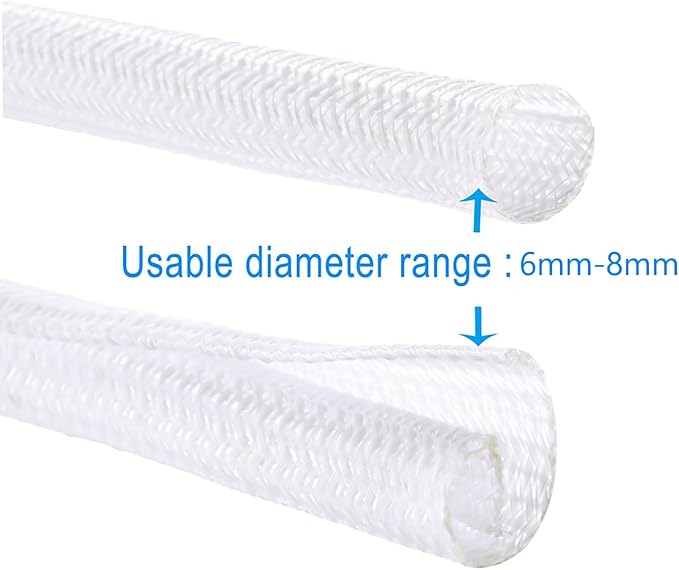 QCSIW 1/4" x100ft Split Sleeve Wire Loom Tubing - Cat-Proof Cord Protector for USB, Power, Audio/Video Cables | Chew-Resistant Sleeving, Easy Install, White