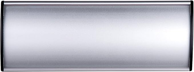 SINKAA 5 Pcs Office Name Plates Holder for Doors, 3 Inches x 8 Inches Curved Wall Mount Door Sign Holder, Silver Aluminum Sign Holder for Office Wall with Plastic Film and Adhesive Tape